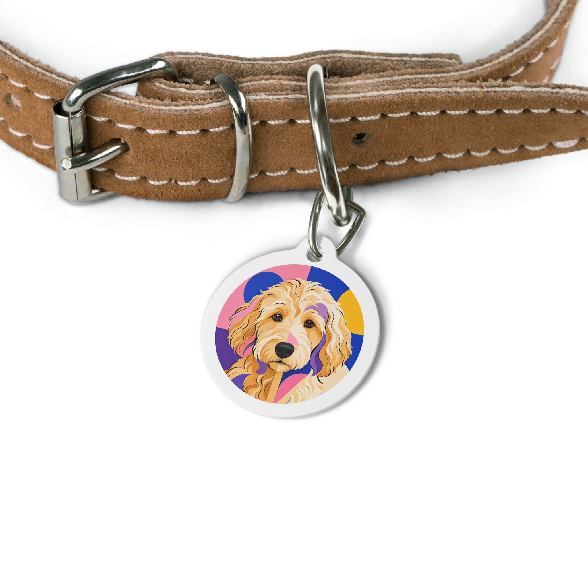 金毛贵宾犬生动艺术肖像个性化狗牌