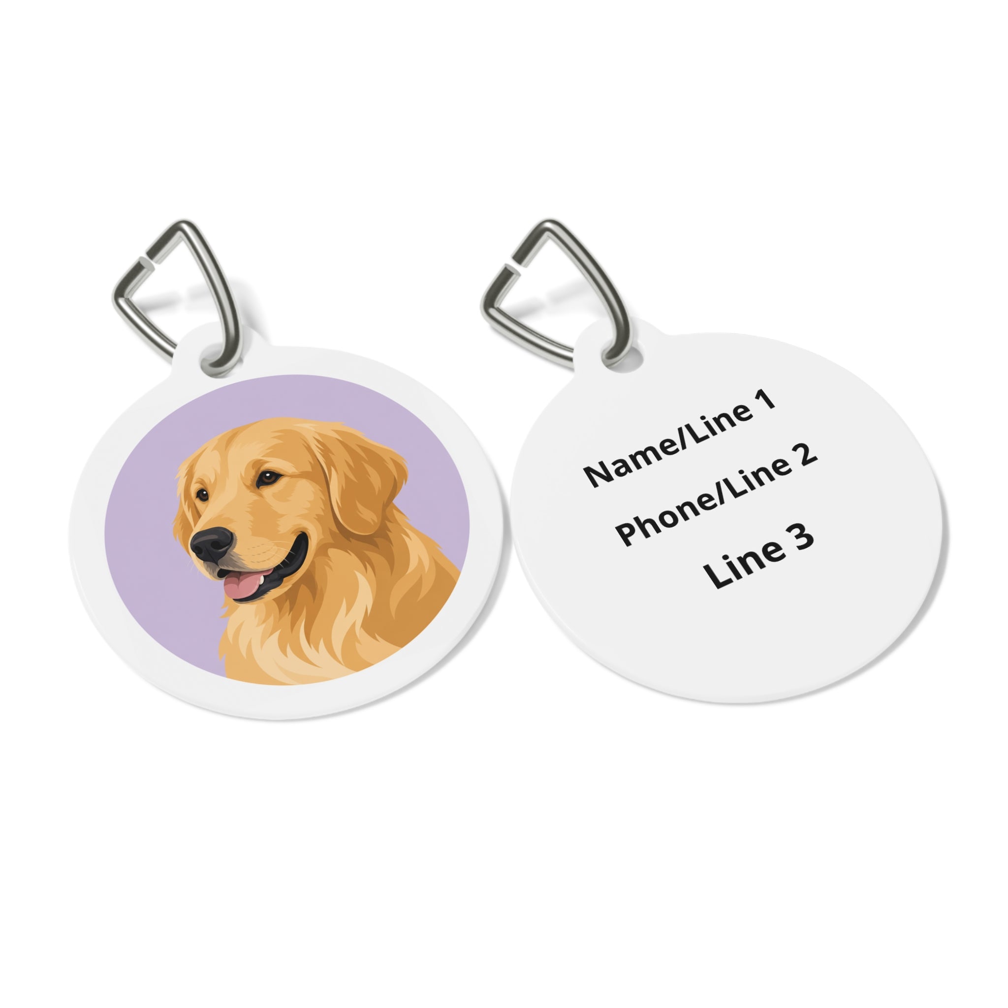 Golden Retriever Lavender Portrait Personalized Dog ID Tag