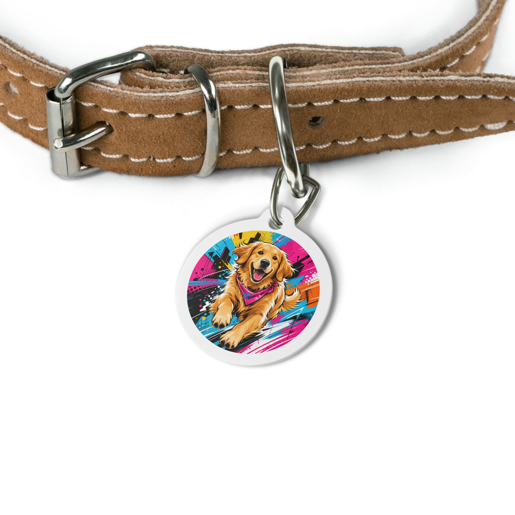 Golden Retriever Urban Splash Personalized Dog ID Tag