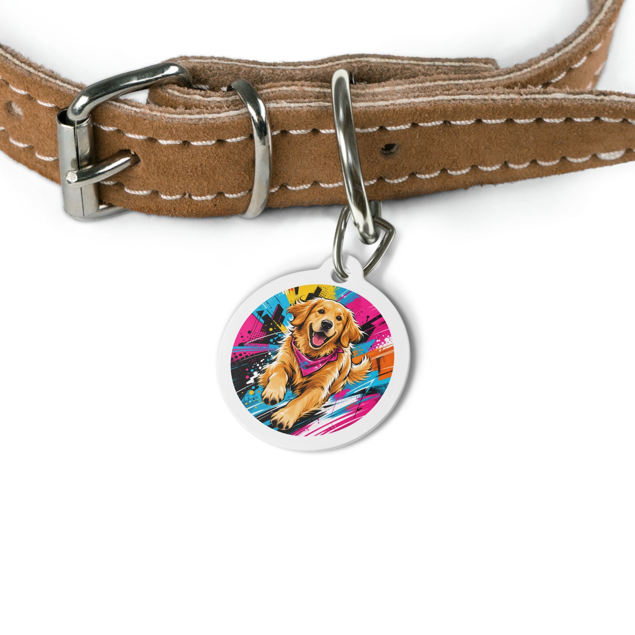 Golden Retriever Urban Splash Personalized Dog ID Tag