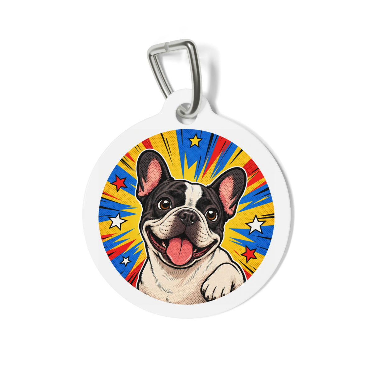 French Bulldog Cheerful Pop Art Personalized Dog ID Tag