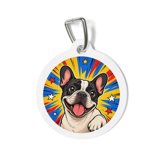 French Bulldog Cheerful Pop Art Personalized Dog ID Tag