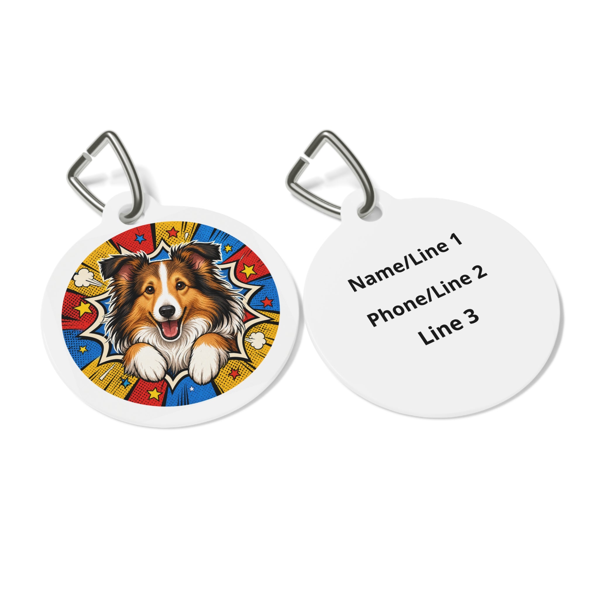 Shetland Sheepdog Pop Art Personalized Dog ID Tag