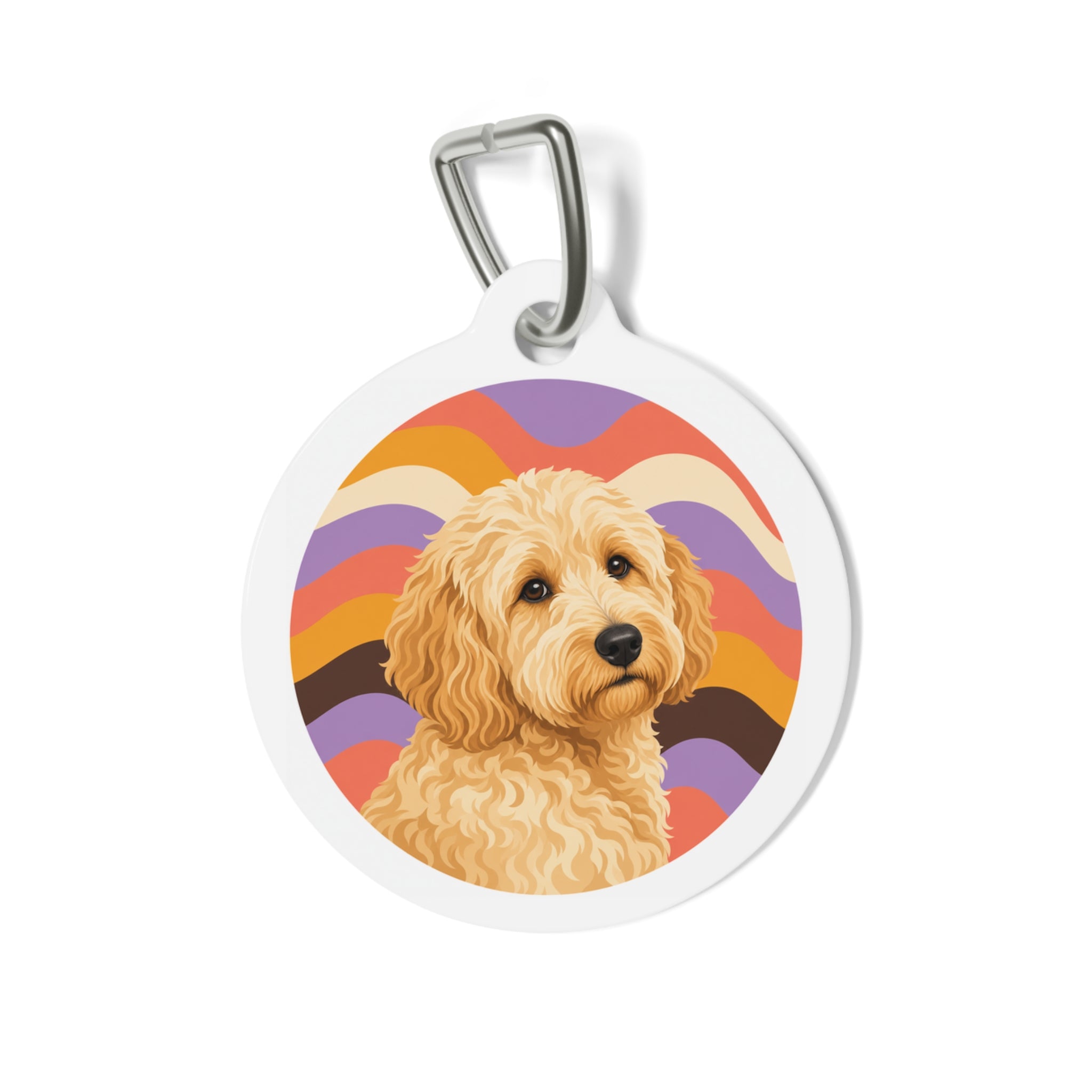 Goldendoodle Retro Waves Personalized Dog ID Tag