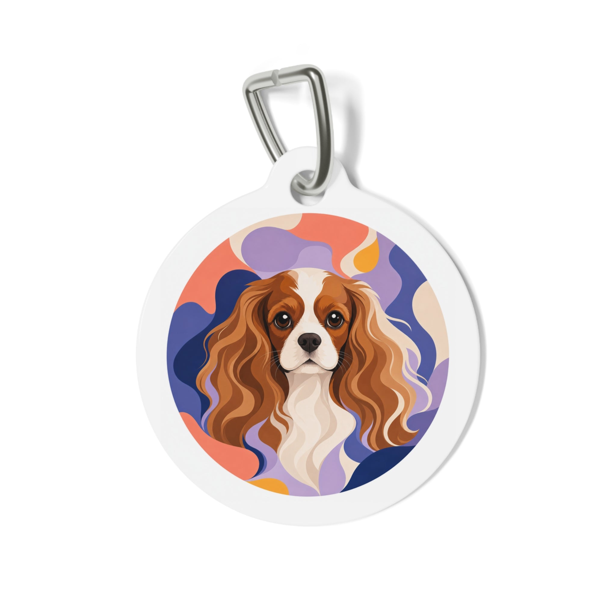 Cavalier King Charles Spaniel Retro Art Personalized Dog ID Tag
