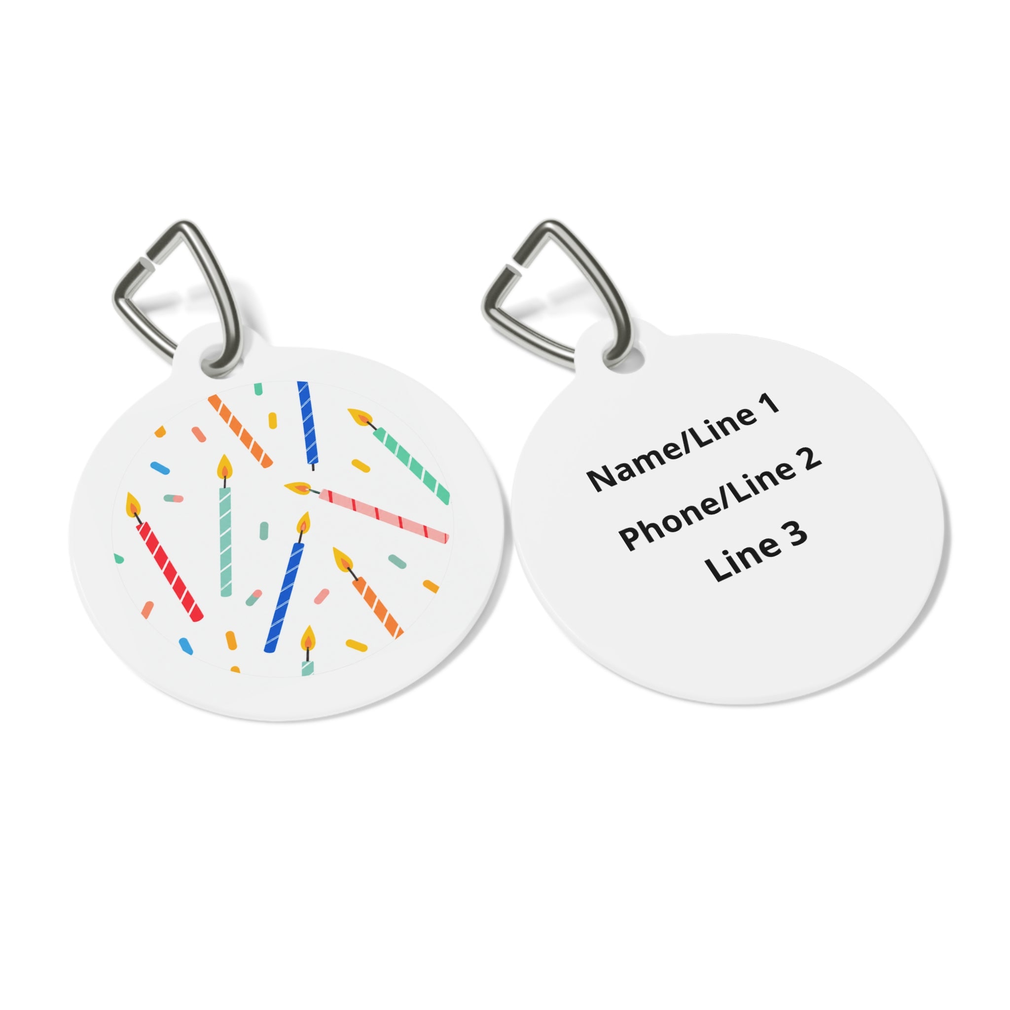 Minimalist Rainbow Candle Sprinkle Personalized Dog ID Tag