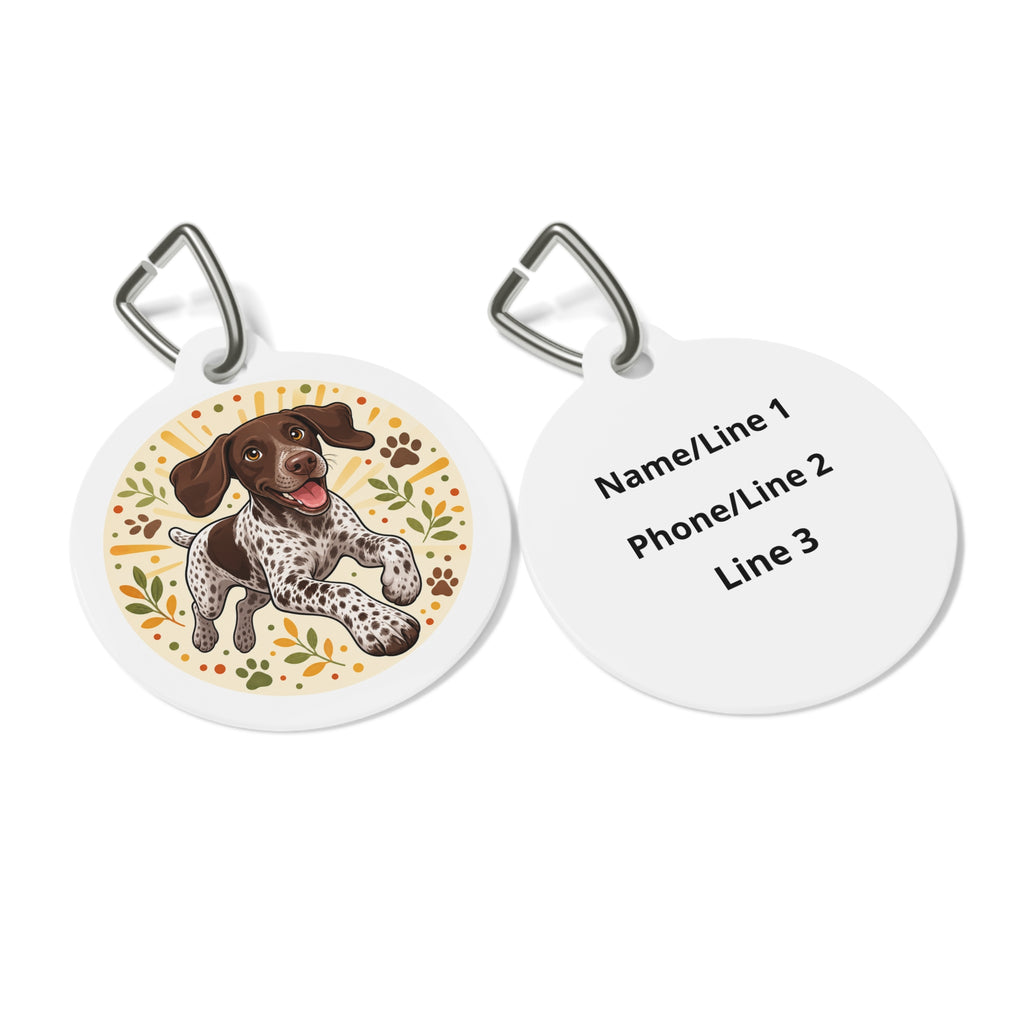 Etiqueta de identificación para perro personalizada de Braco Alemán de Pelo Corto, Juguetón, Floral, Cachorro