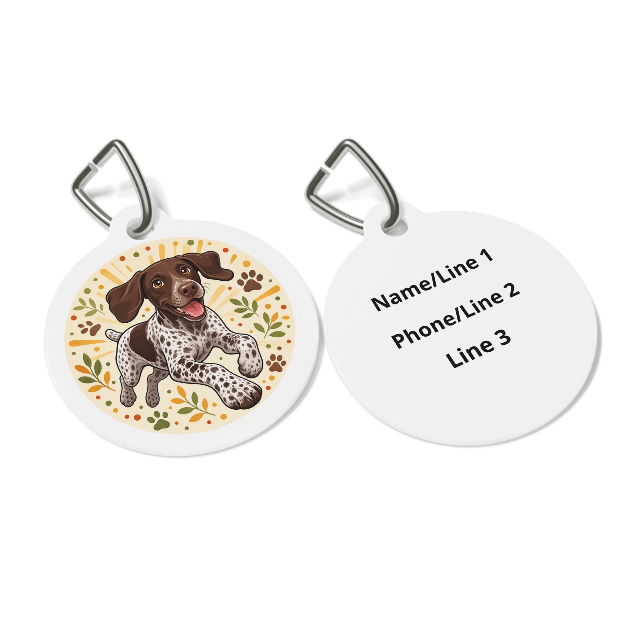 German Shorthaired Pointer Playful Floral Puppy Personalized Dog ID Tag