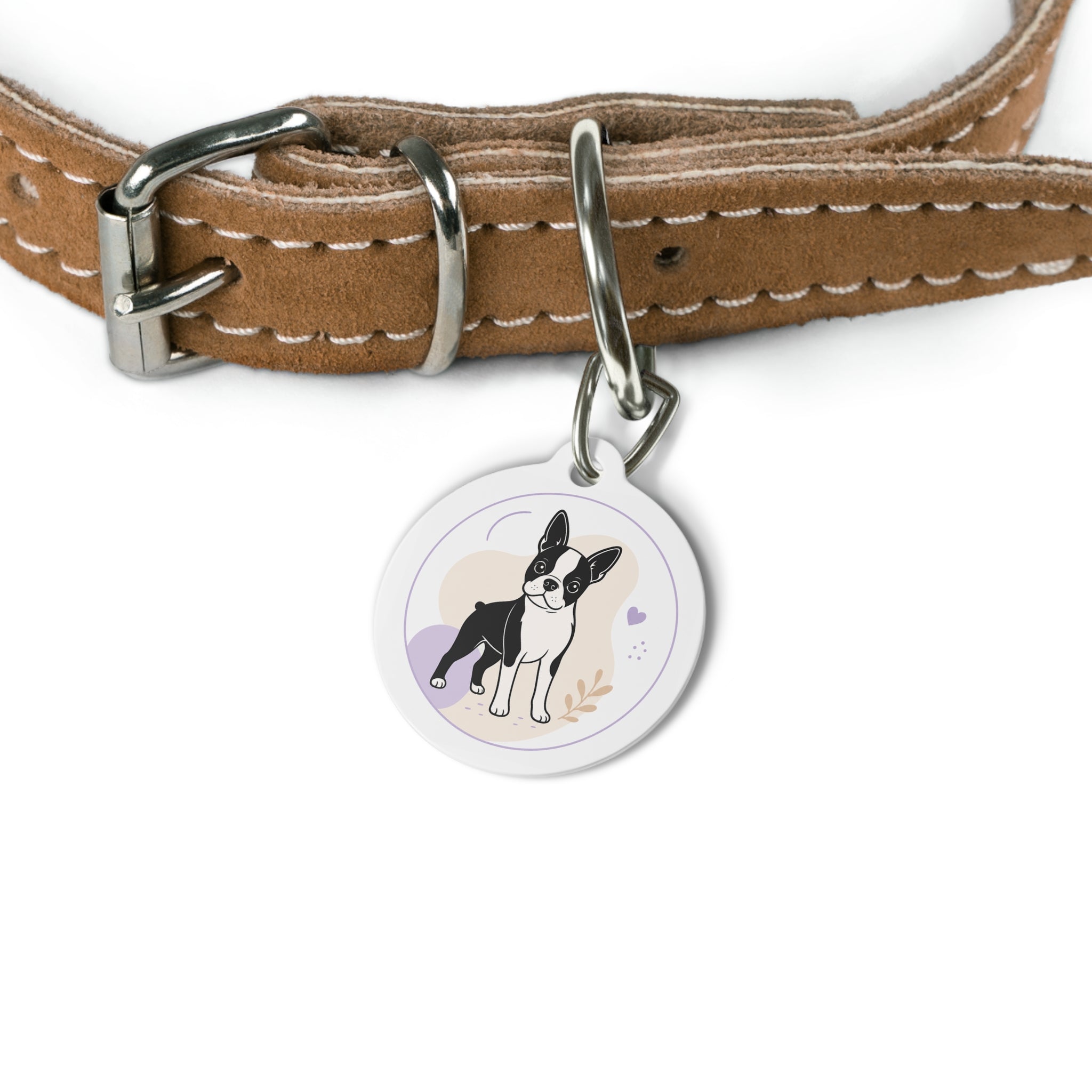 Boston Terrier Pastel Storybook Personalized Dog ID Tag
