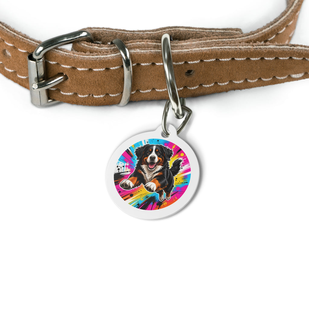Bernese Mountain Dog Galería de Acuarela Suave Placa Identificativa Personalizada para Perros