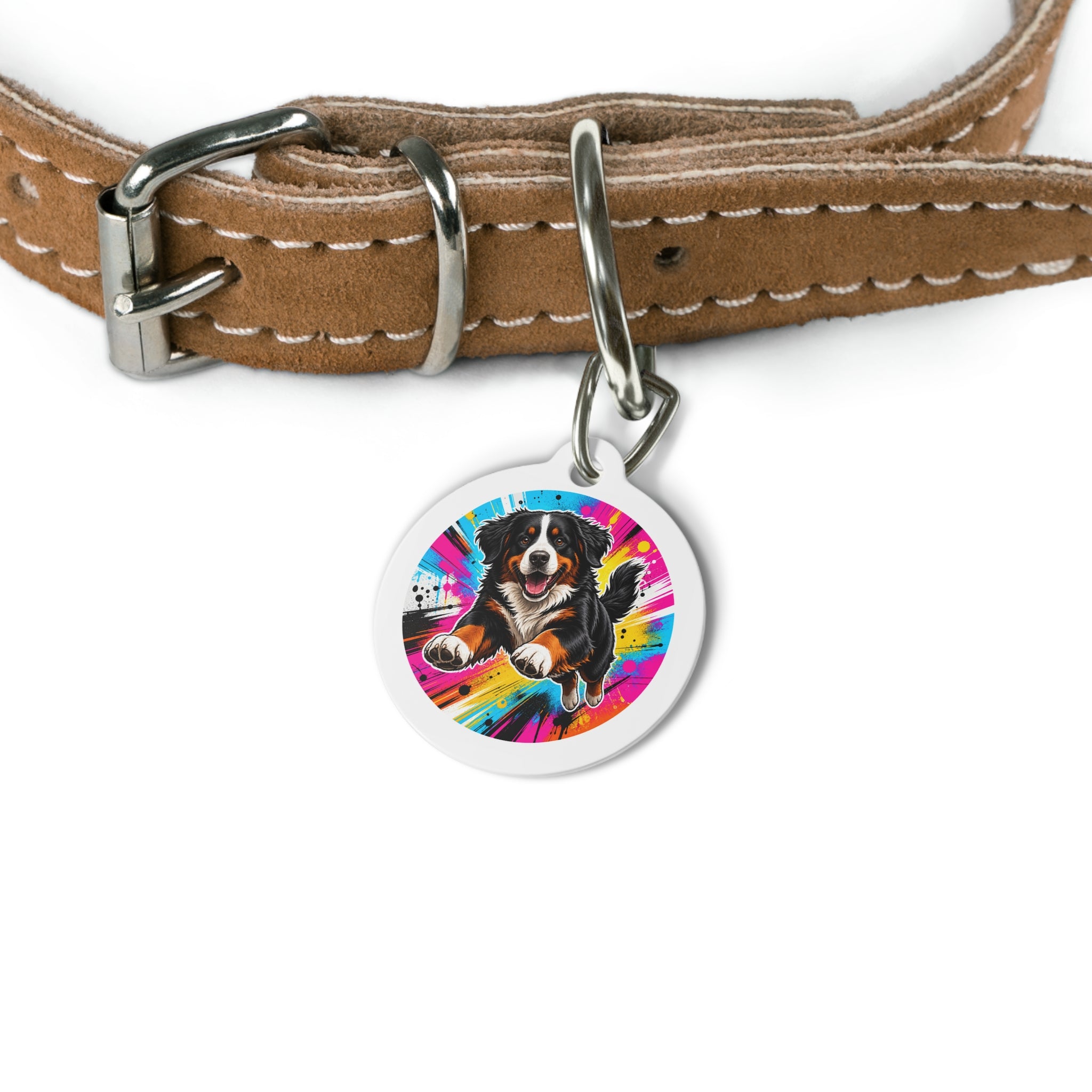 Bernese Mountain Dog Soft Gallery Watercolor Personalized Dog ID Tag
