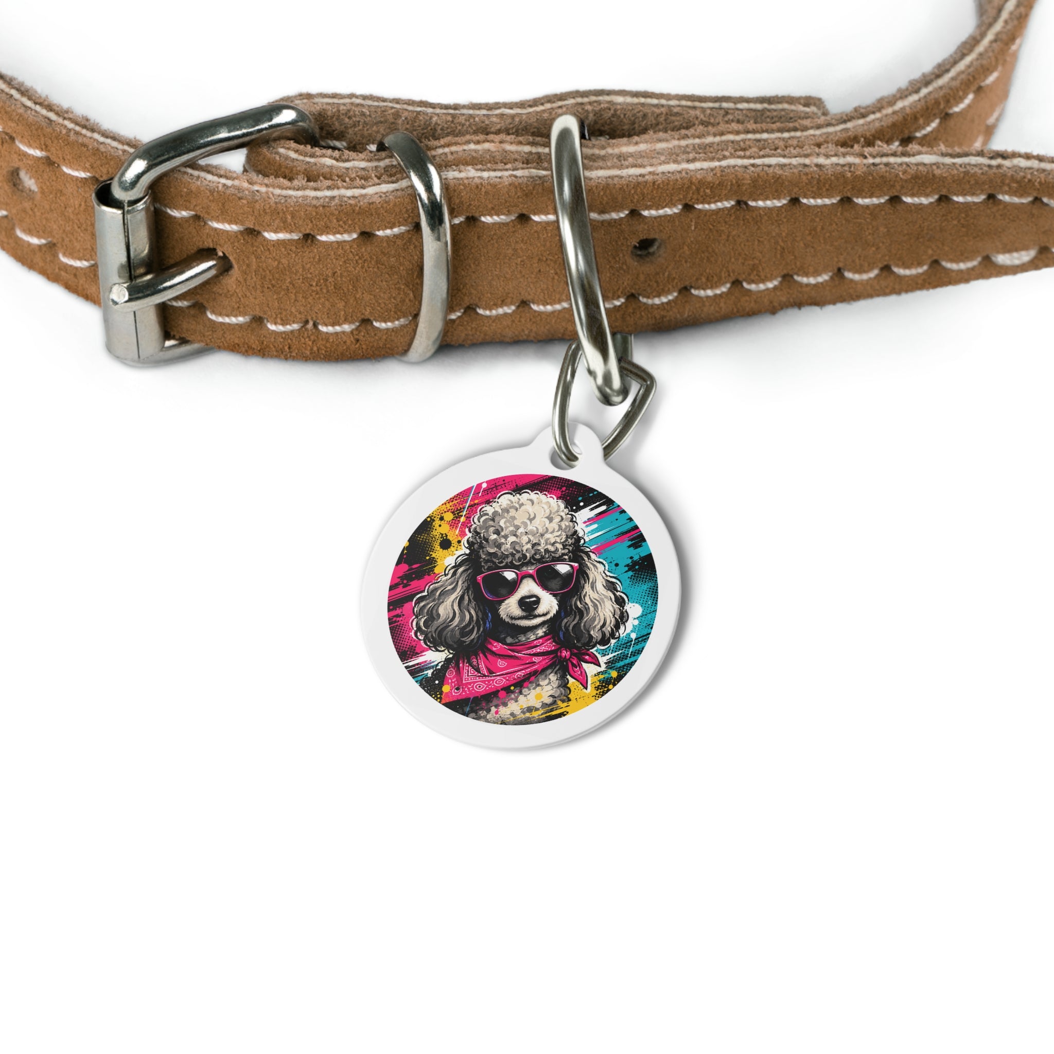 Poodle Rockstar Personalized Dog ID Tag
