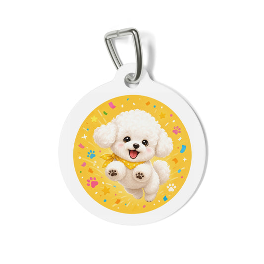 Bichon Frise Joyful Cute Portrait Personalized Dog ID Tag