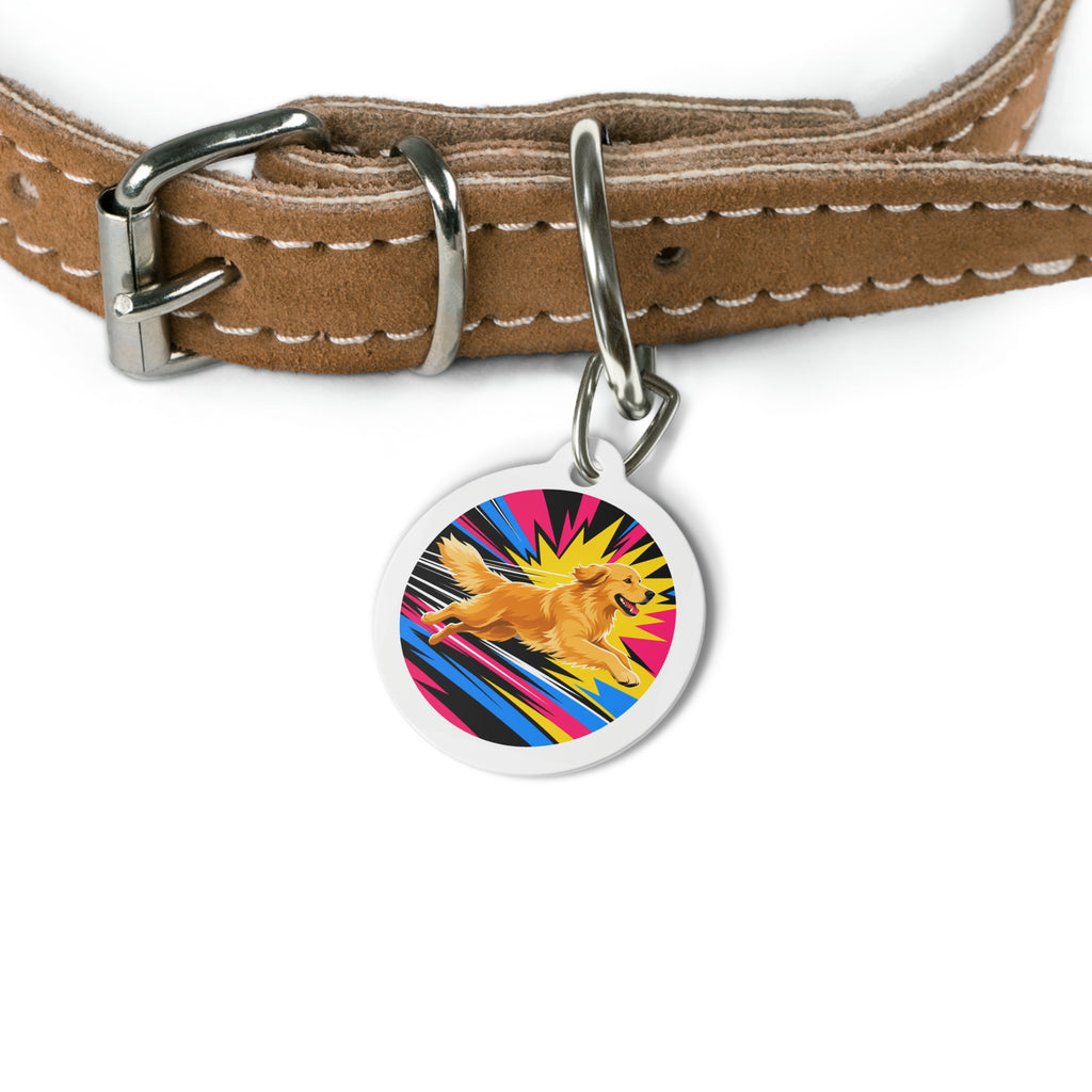 Golden Retriever Lightning Dash Personalized Dog ID Tag