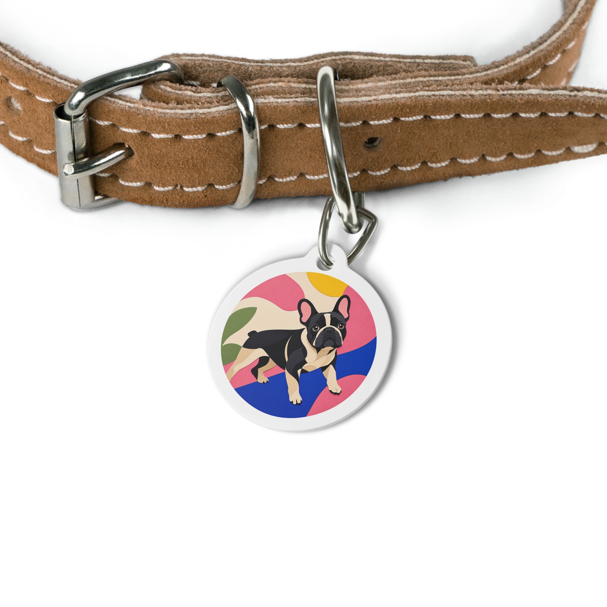 French Bulldog Playful Vibrant Color Personalized Dog ID Tag