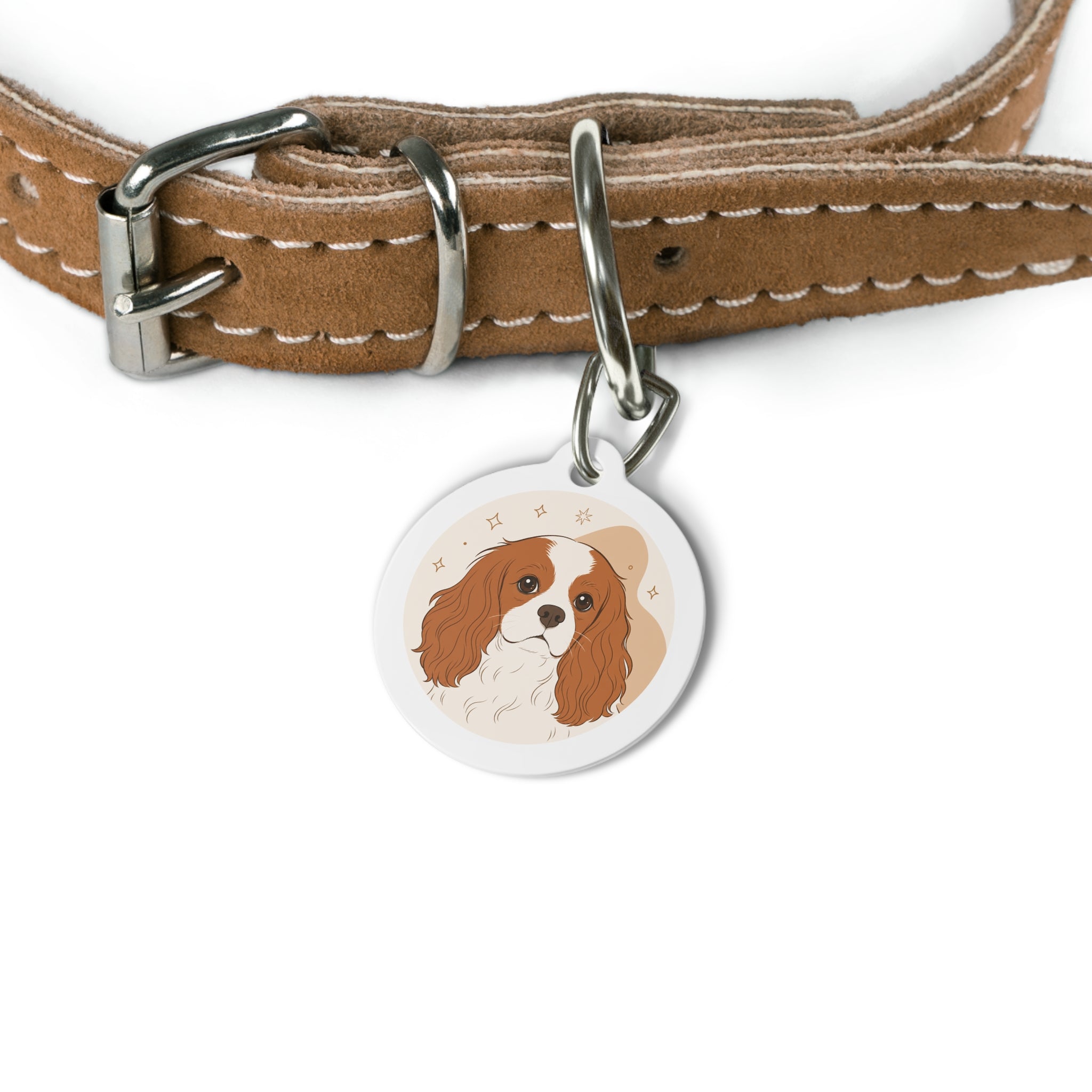 Cavalier King Charles Spaniel Colorful Portrait Personalized Dog ID Tag