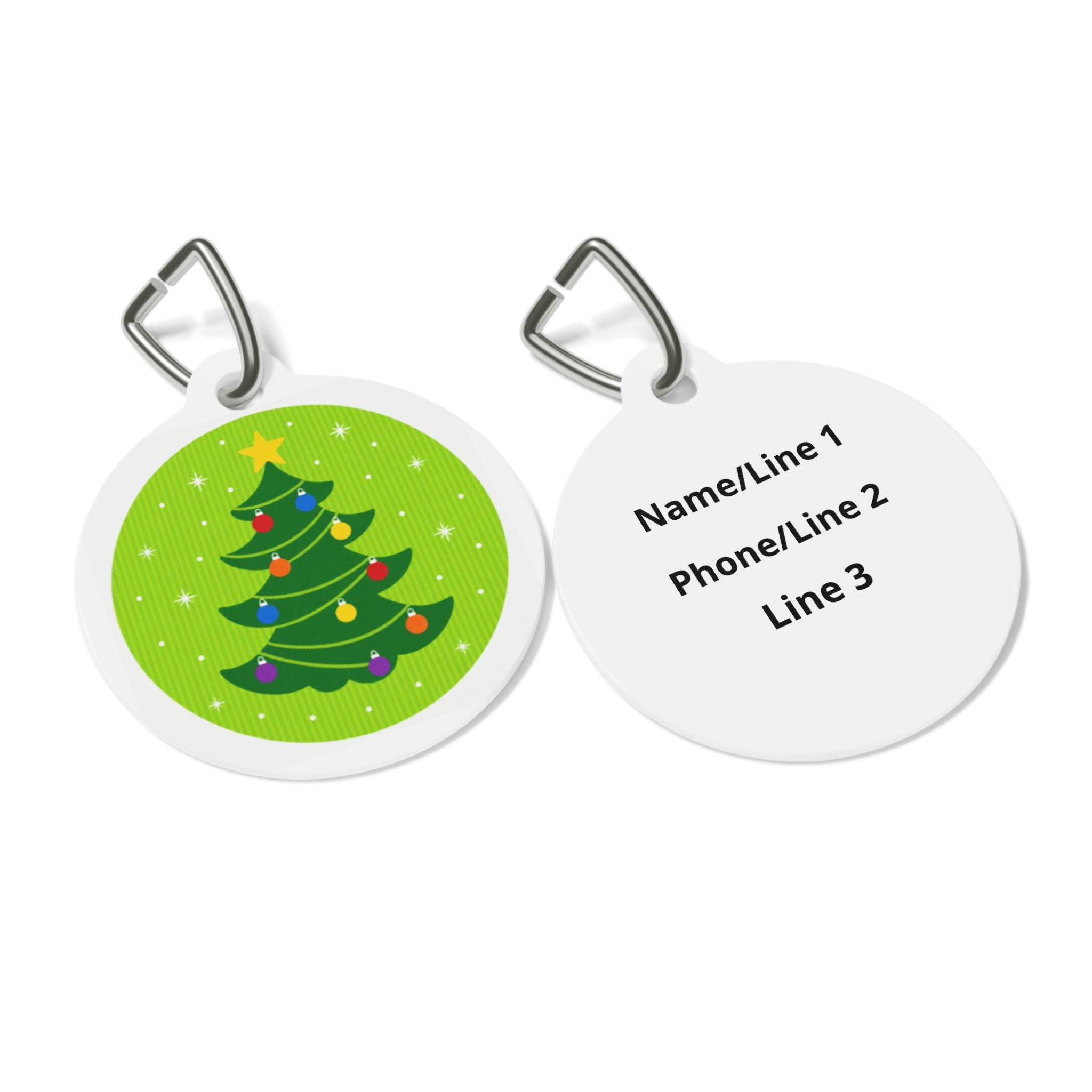 Bright Lime Christmas Tree Personalized Dog ID Tag
