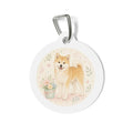 Akita Pastel Botanical Personalized Dog ID Tag