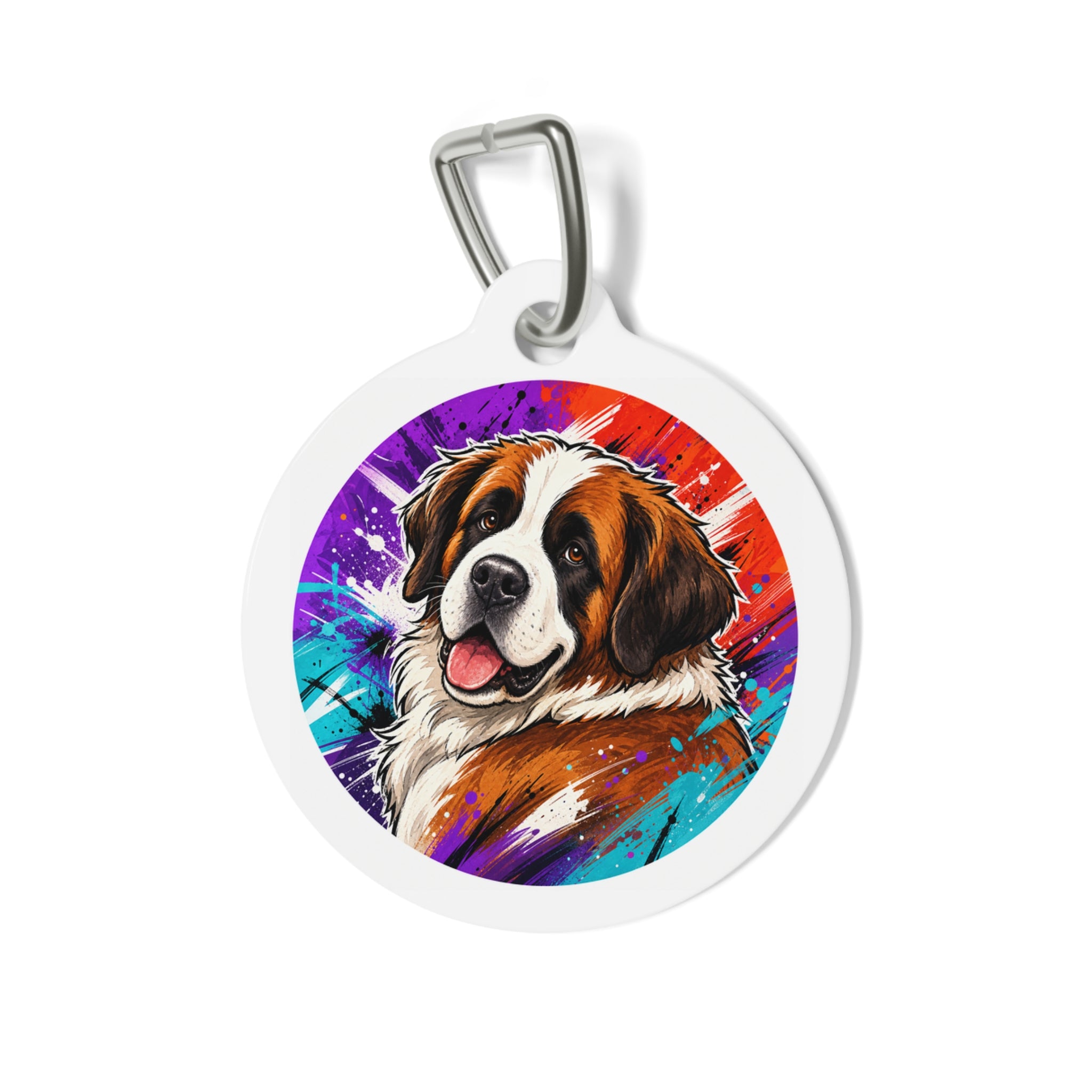 Saint Bernard Lighthearted Pastel Art Personalized Dog ID Tag
