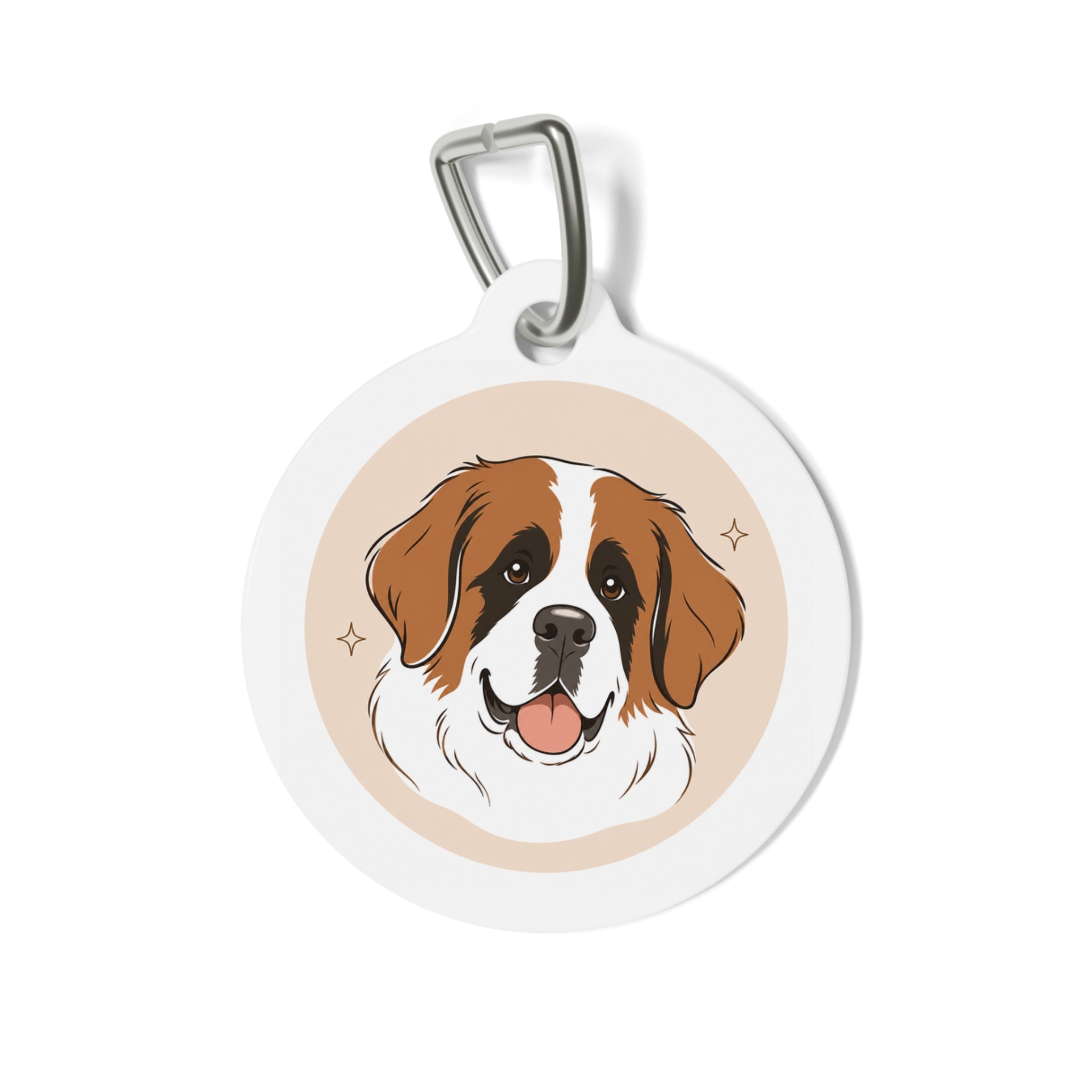 Saint Bernard Warm Painterly Floral Personalized Dog ID Tag