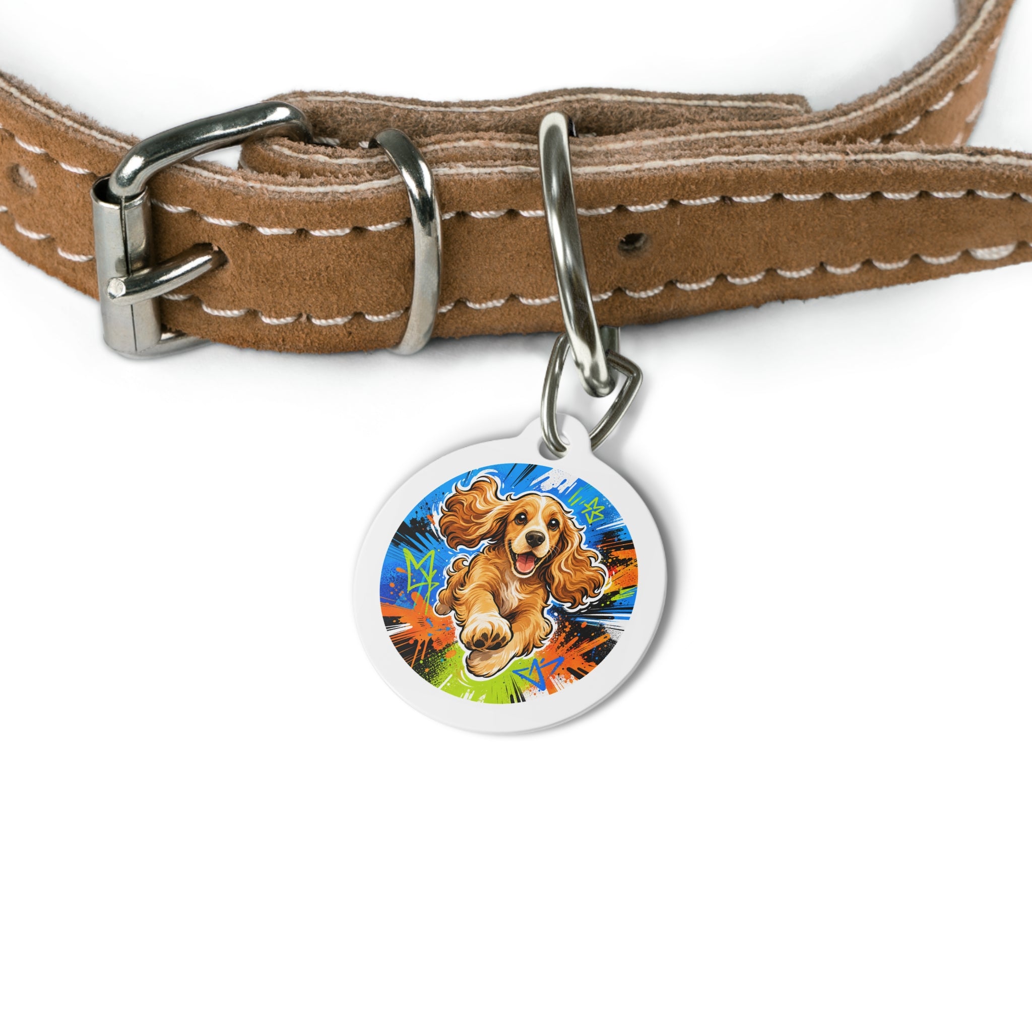 Cocker Spaniel Comic Motion Personalized Dog ID Tag