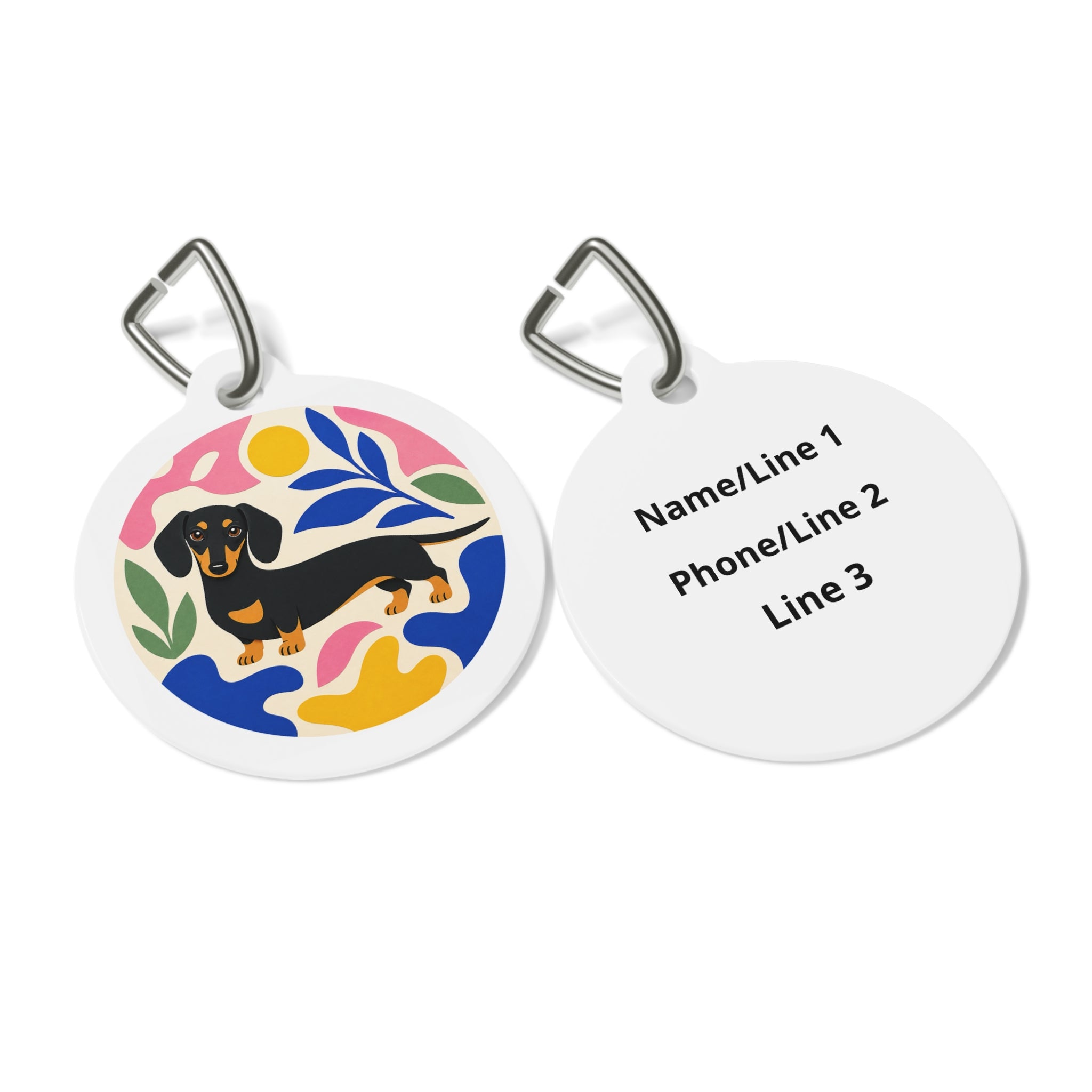 Dachshund Floral Personalized Dog ID Tag