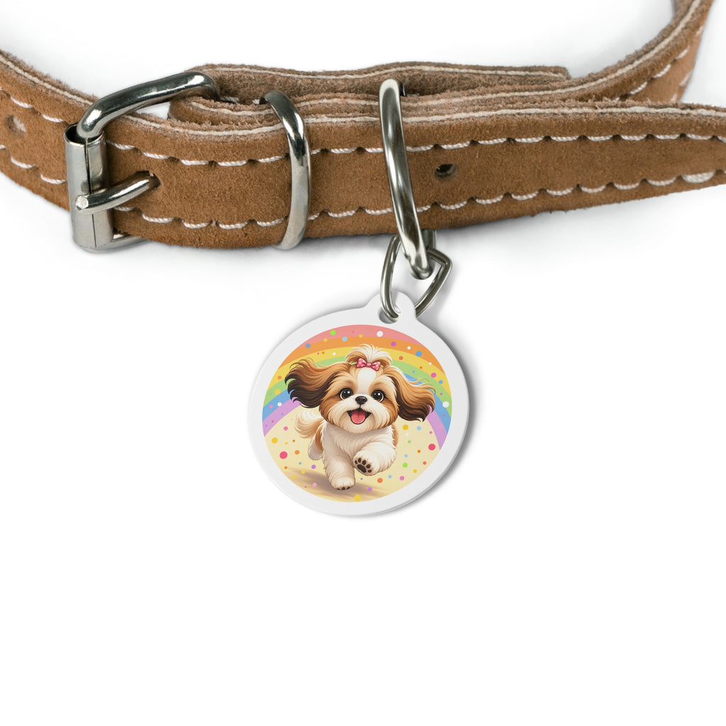 Chapa de identificación personalizada para perro Shih Tzu Celebración Arcoíris