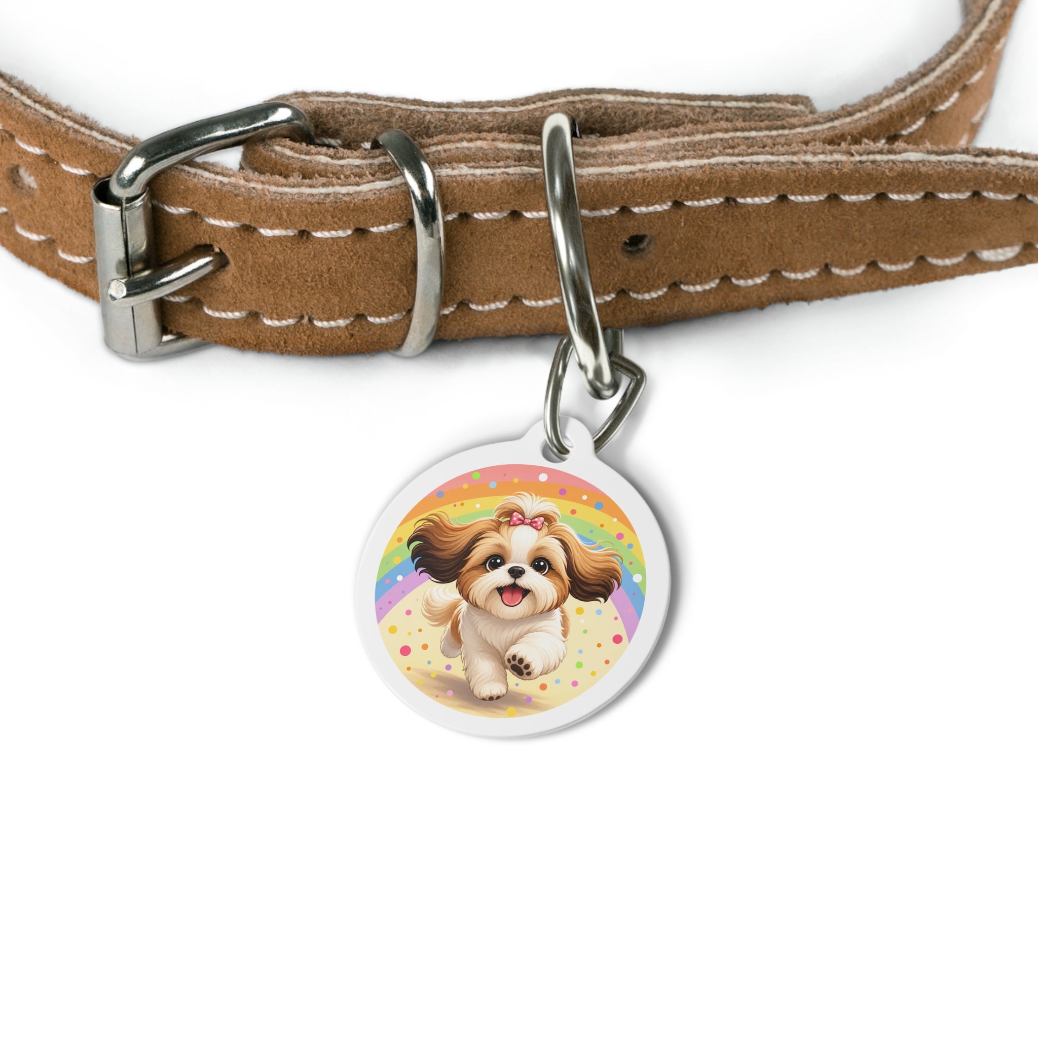 Shih Tzu Rainbow Celebration Personalized Dog ID Tag