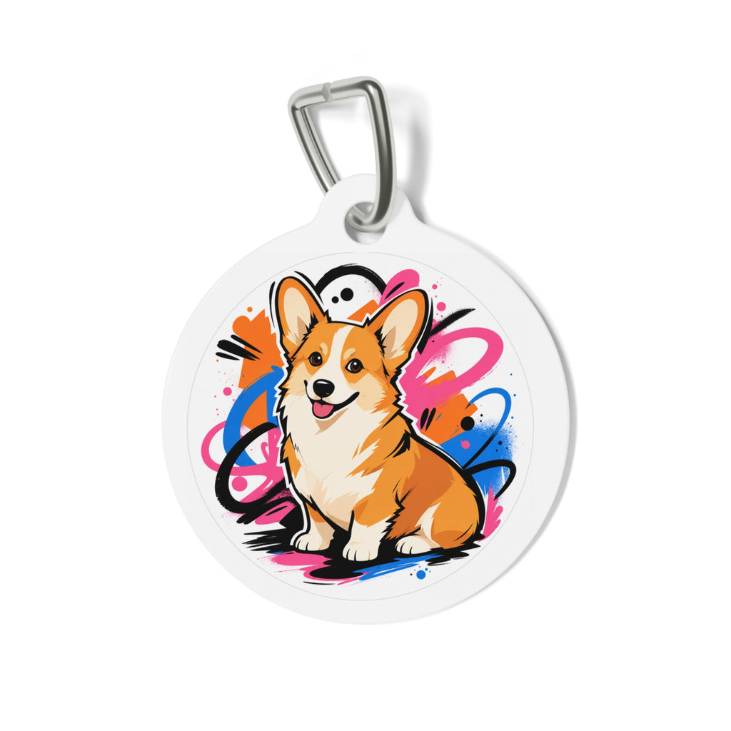 Pembroke Welsh Corgi Urban Graffiti Personalized Dog ID Tag