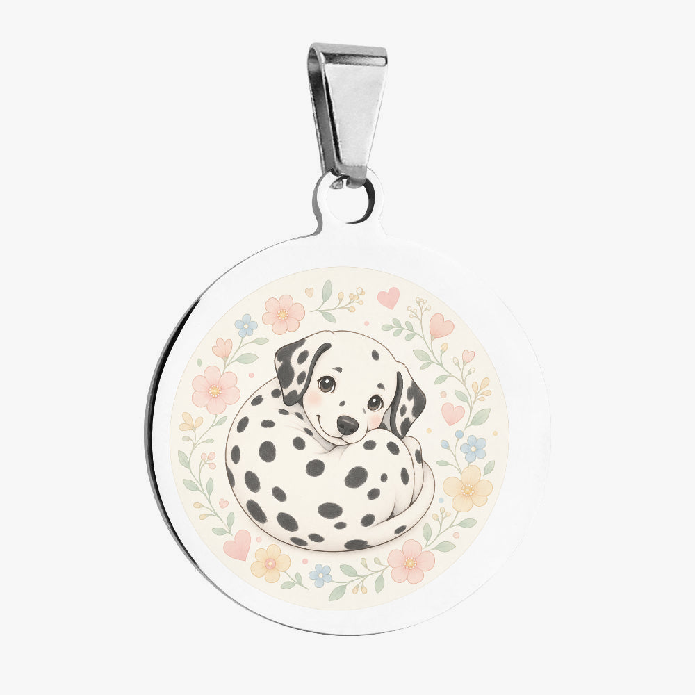 Dalmatian Floral Curl Puppy Personalized Dog ID Tag