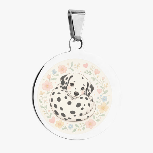 Dalmatian Floral Curl Puppy Personalized Dog ID Tag