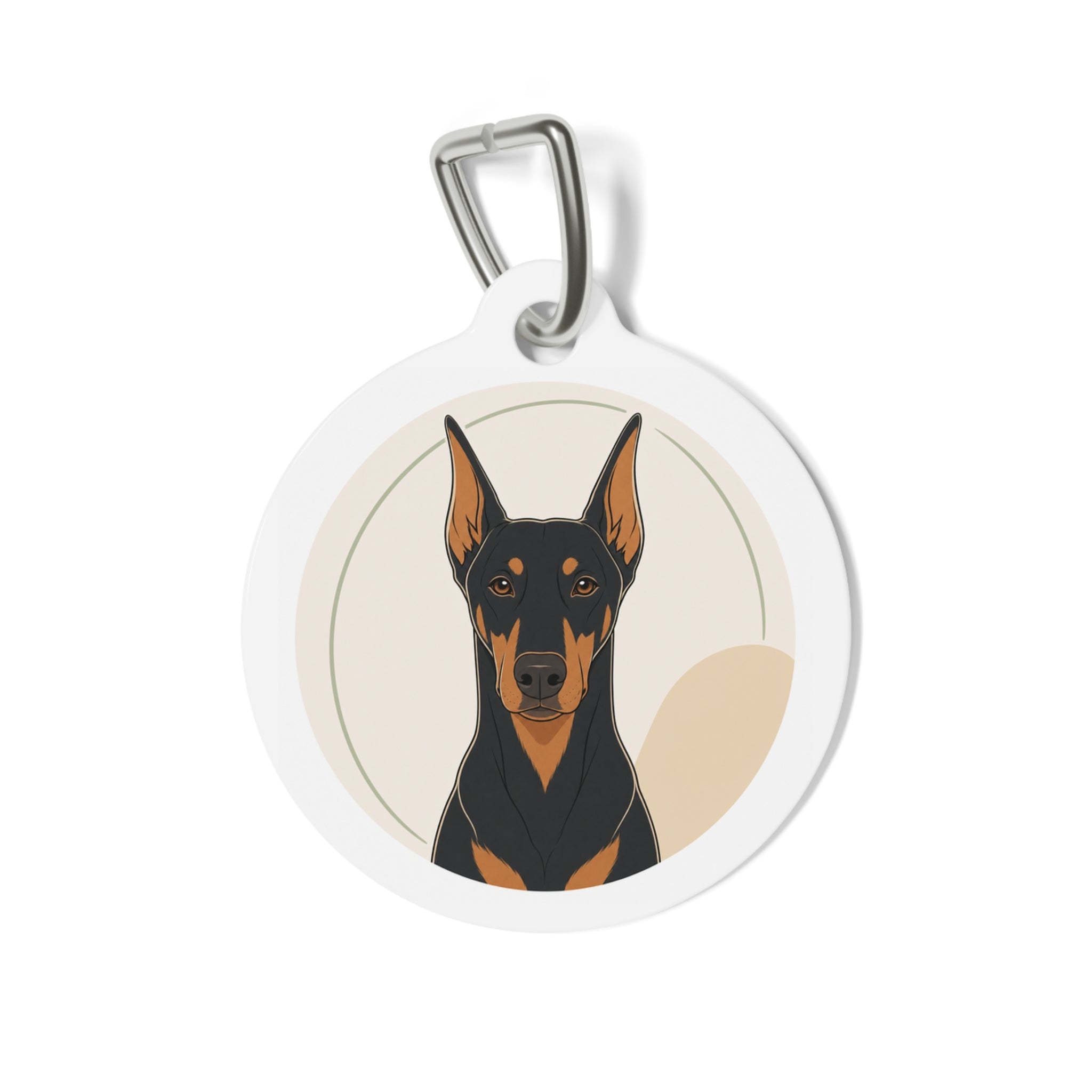 Doberman Pinscher Minimal Geometric Portrait Personalized Dog ID Tag