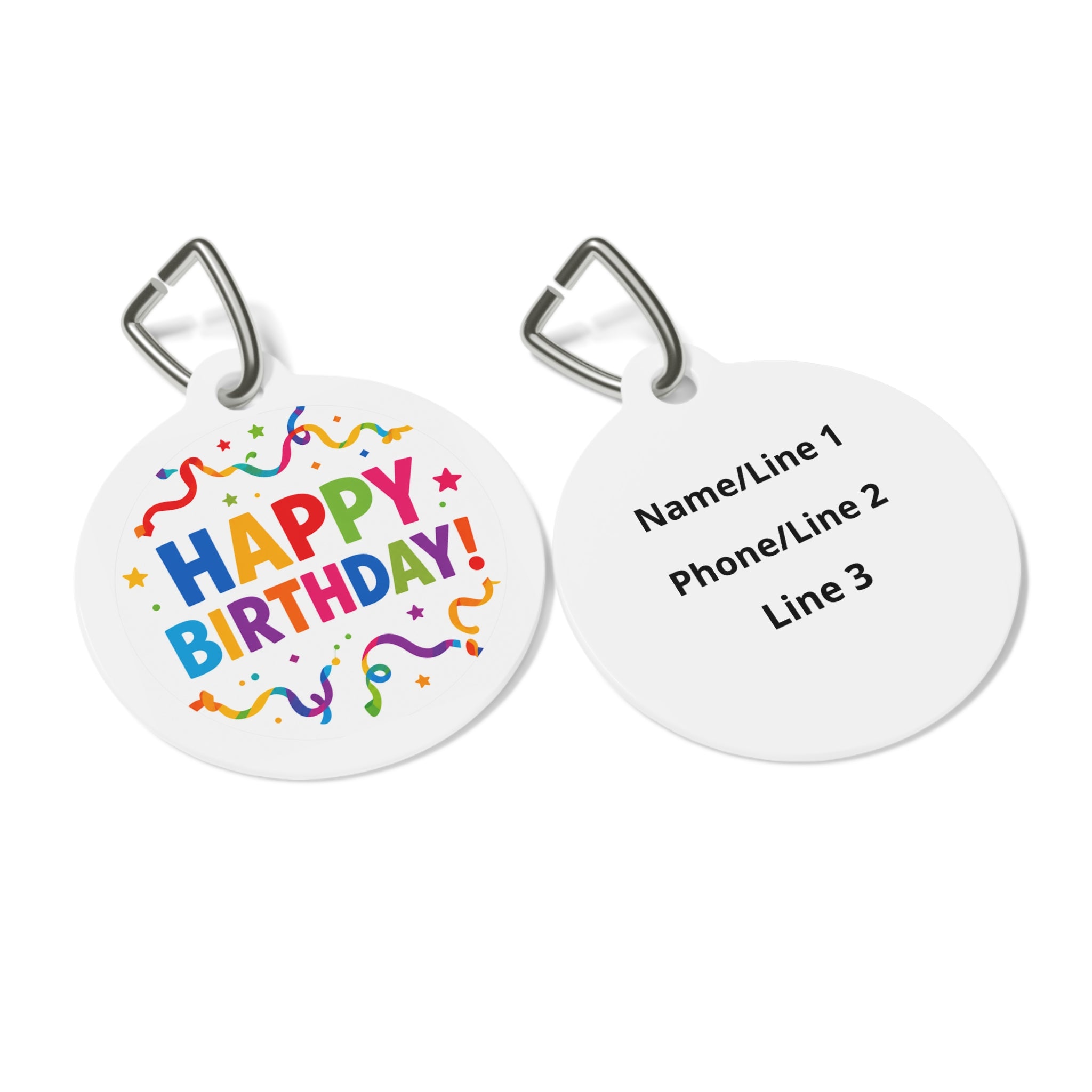 Bold Rainbow Confetti Celebration Personalized Dog ID Tag