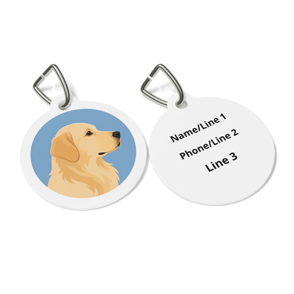 Placa de identificación personalizada para perro Golden Retriever Blue Circle