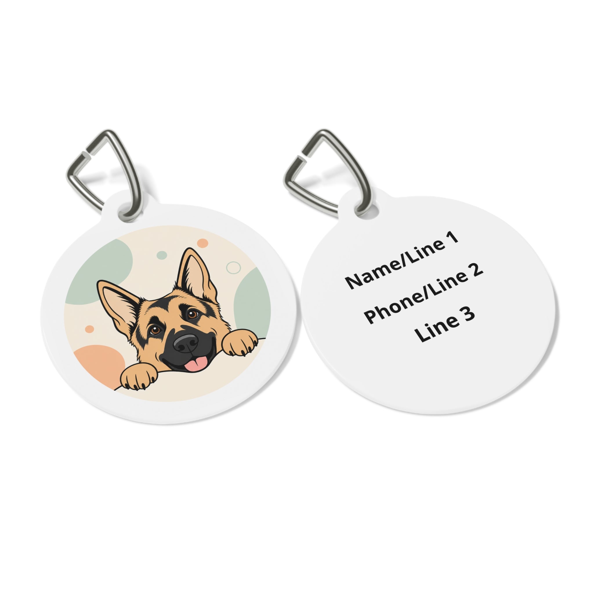German Shepherd Playful Peekaboo Personalized Dog ID Tag