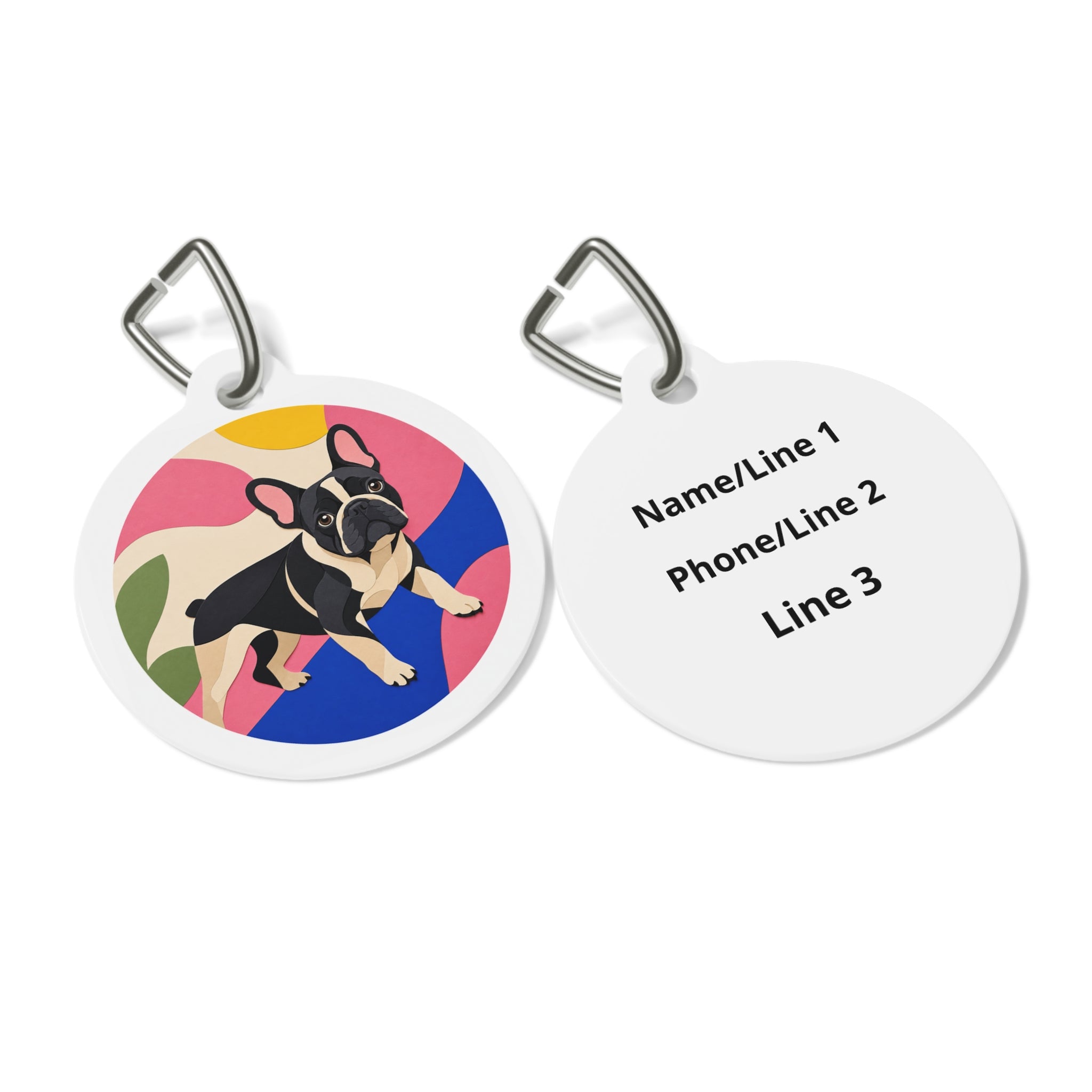 French Bulldog Playful Vibrant Color Personalized Dog ID Tag