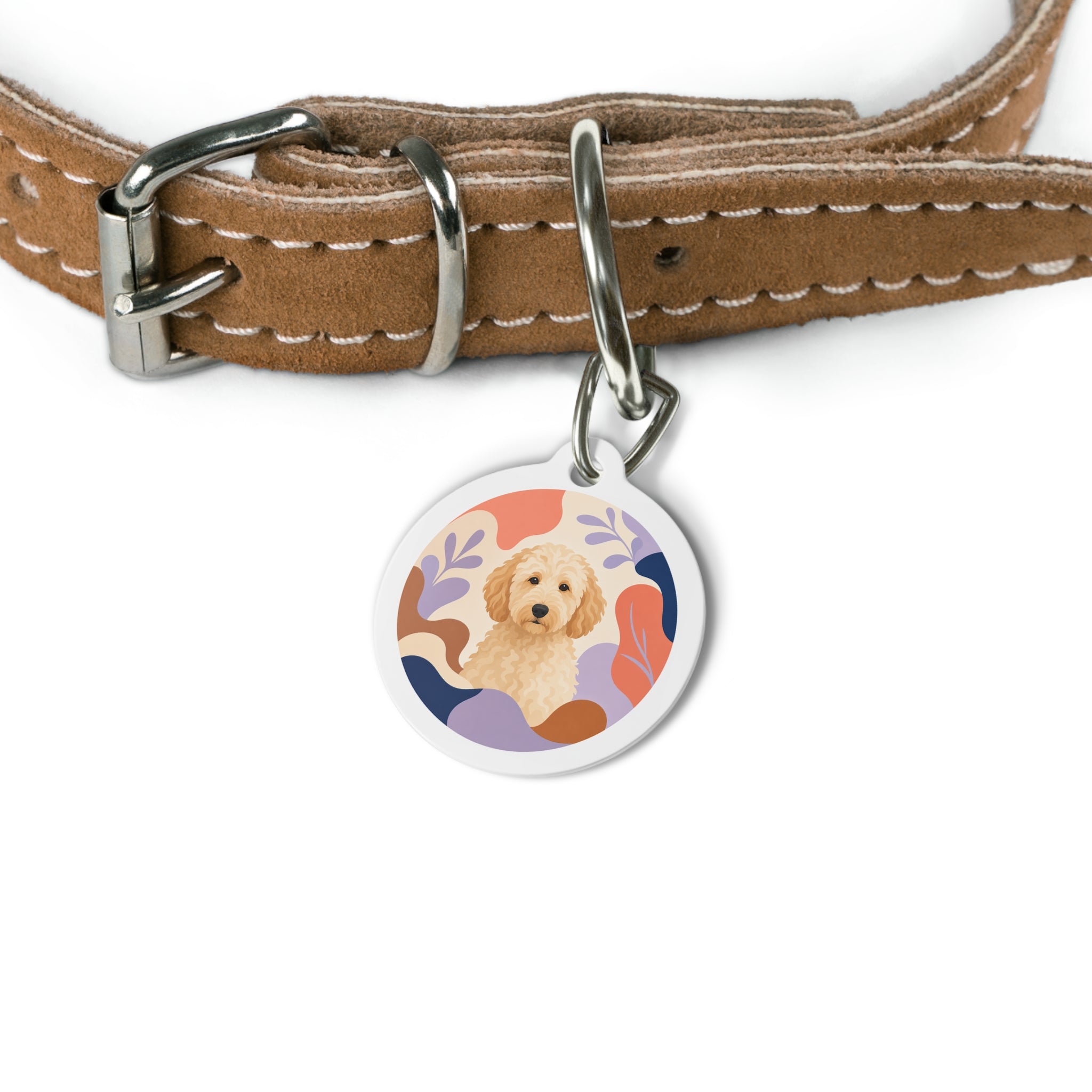 Goldendoodle Joyful Illustrated Doodle Personalized Dog ID Tag