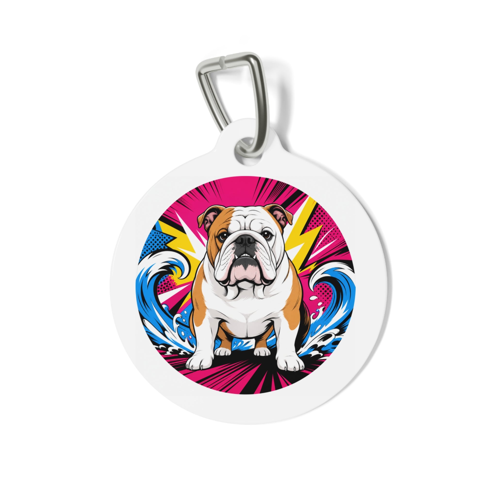 Bulldog Tidal Comic Wave Personalized Dog ID Tag