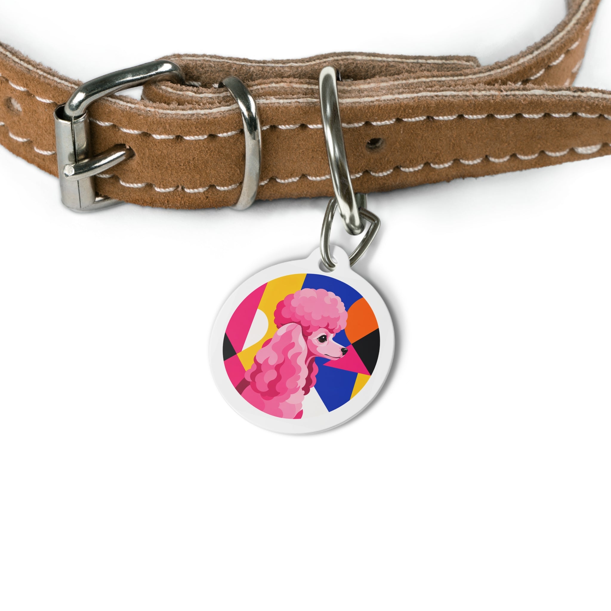 Toy Poodle Hot Pink Geometric Show Poodle Personalized Dog ID Tag