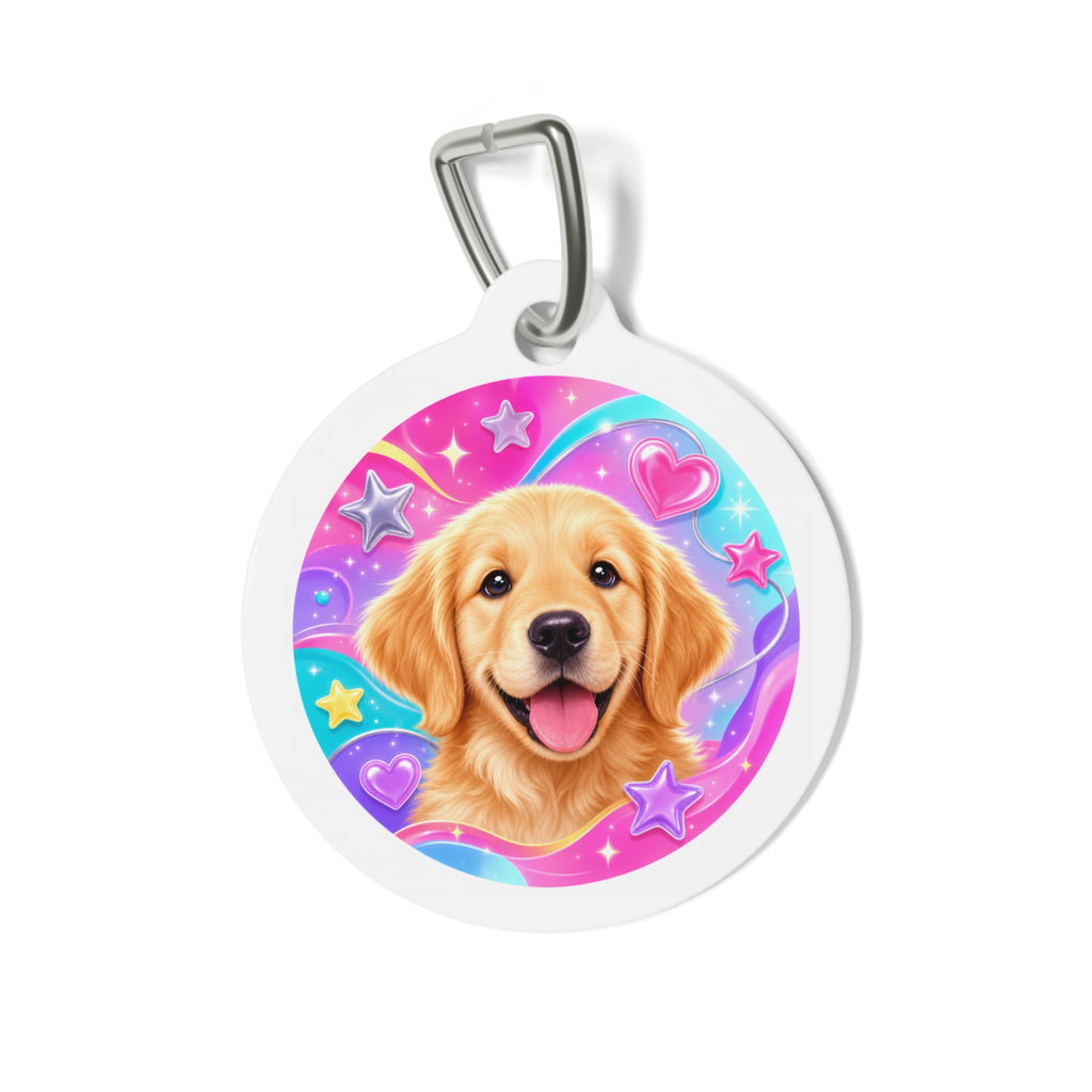 Golden Retriever Neon Sweetheart Personalized Dog ID Tag