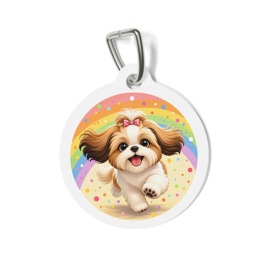 Chapa de identificación personalizada para perro Shih Tzu Celebración Arcoíris