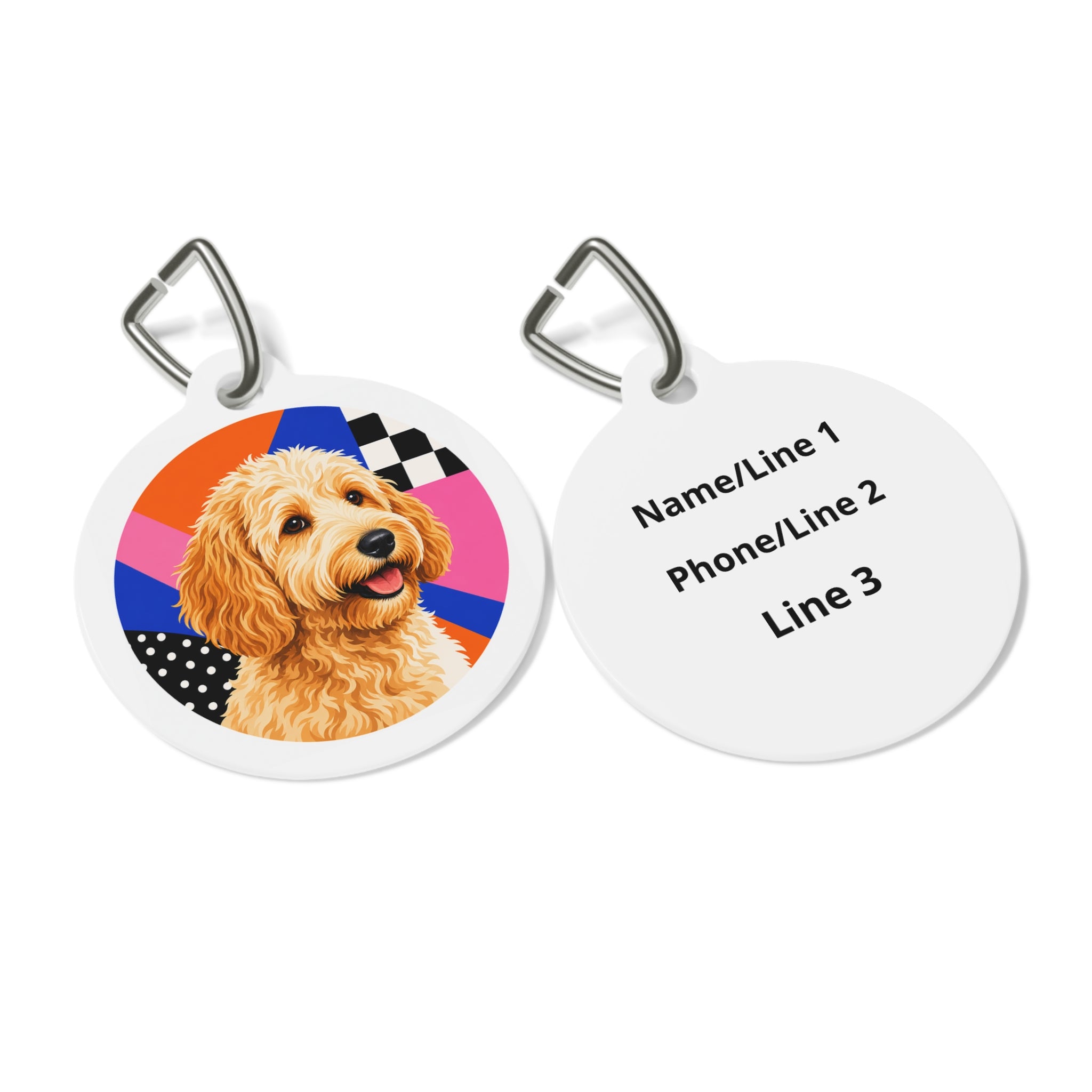 Goldendoodle Colorful Pop Art Personalized Dog ID Tag