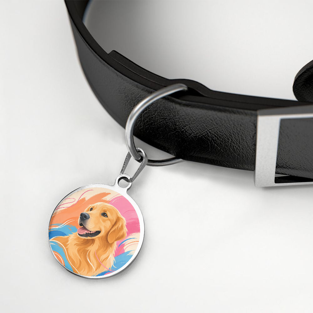 Golden Retriever Pastel Brush Portrait personalized dog ID tag product detail