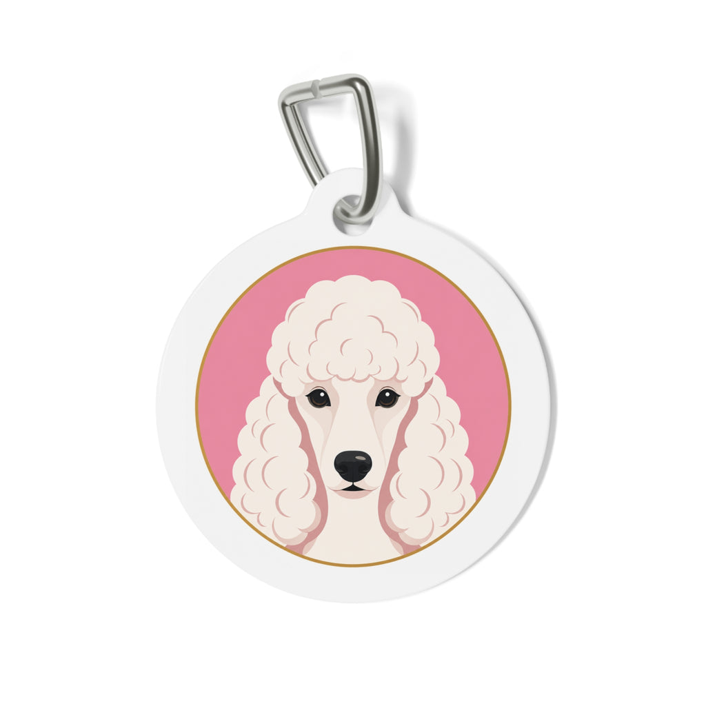 Etiqueta de identificación de perro personalizada Poodle Rose Blush