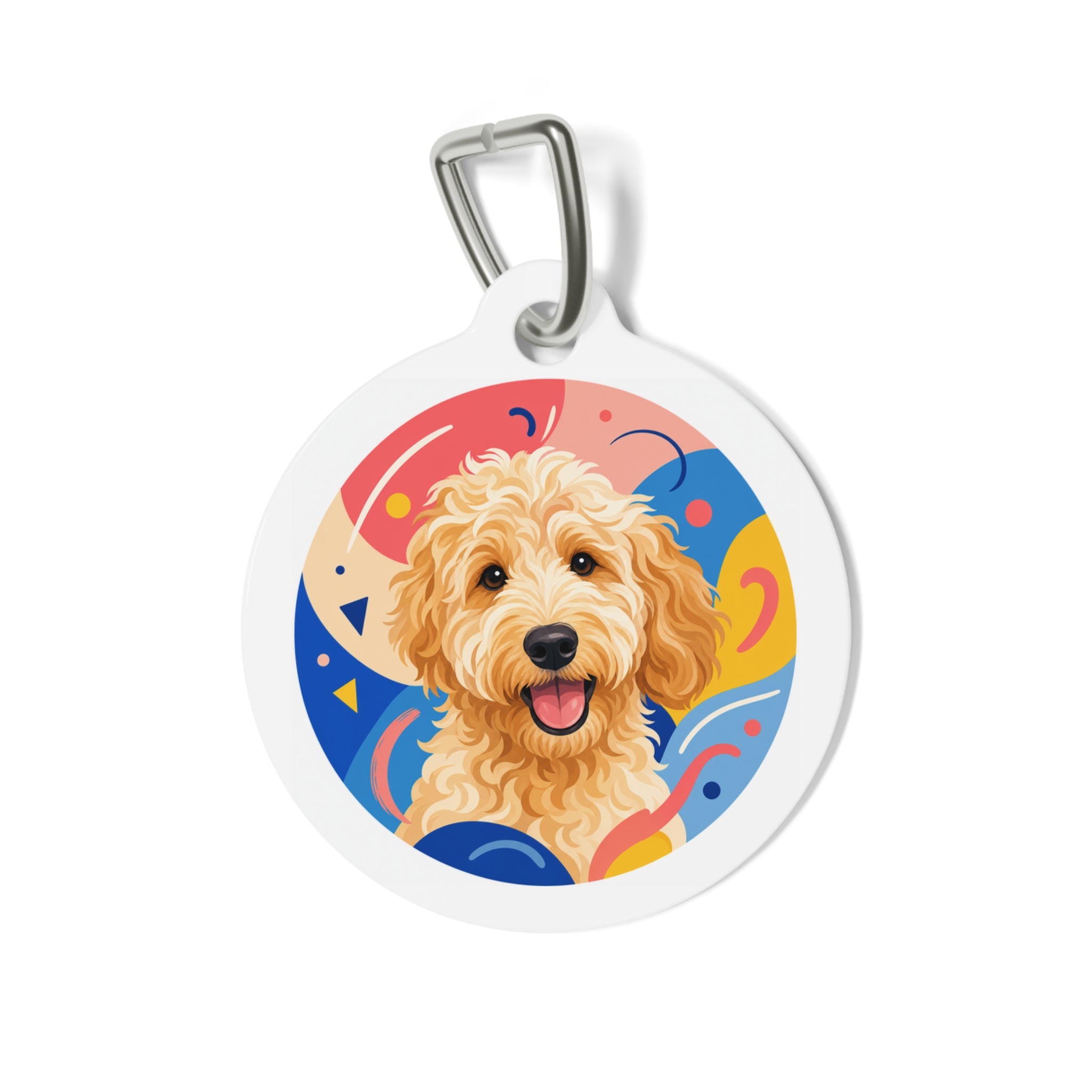 Goldendoodle Cheerful Color Splash Personalized Dog ID Tag