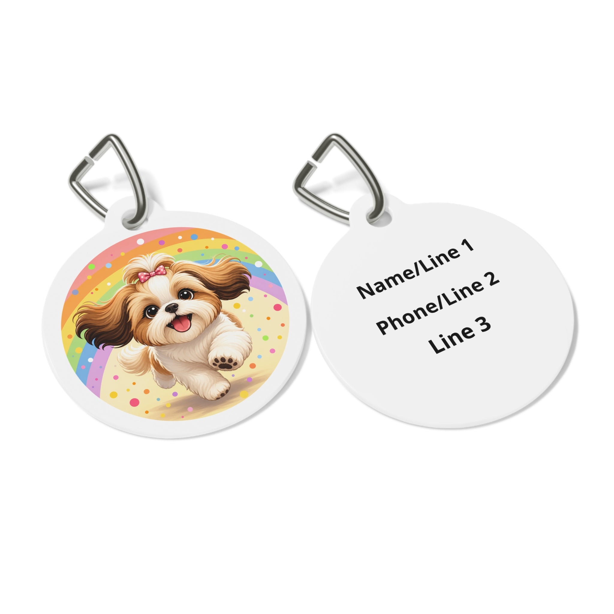 Shih Tzu Rainbow Celebration Personalized Dog ID Tag