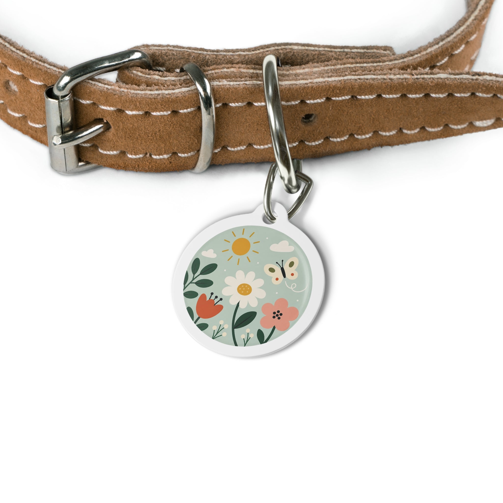 Clover Butterfly Meadow Wildflower Dog ID Tag