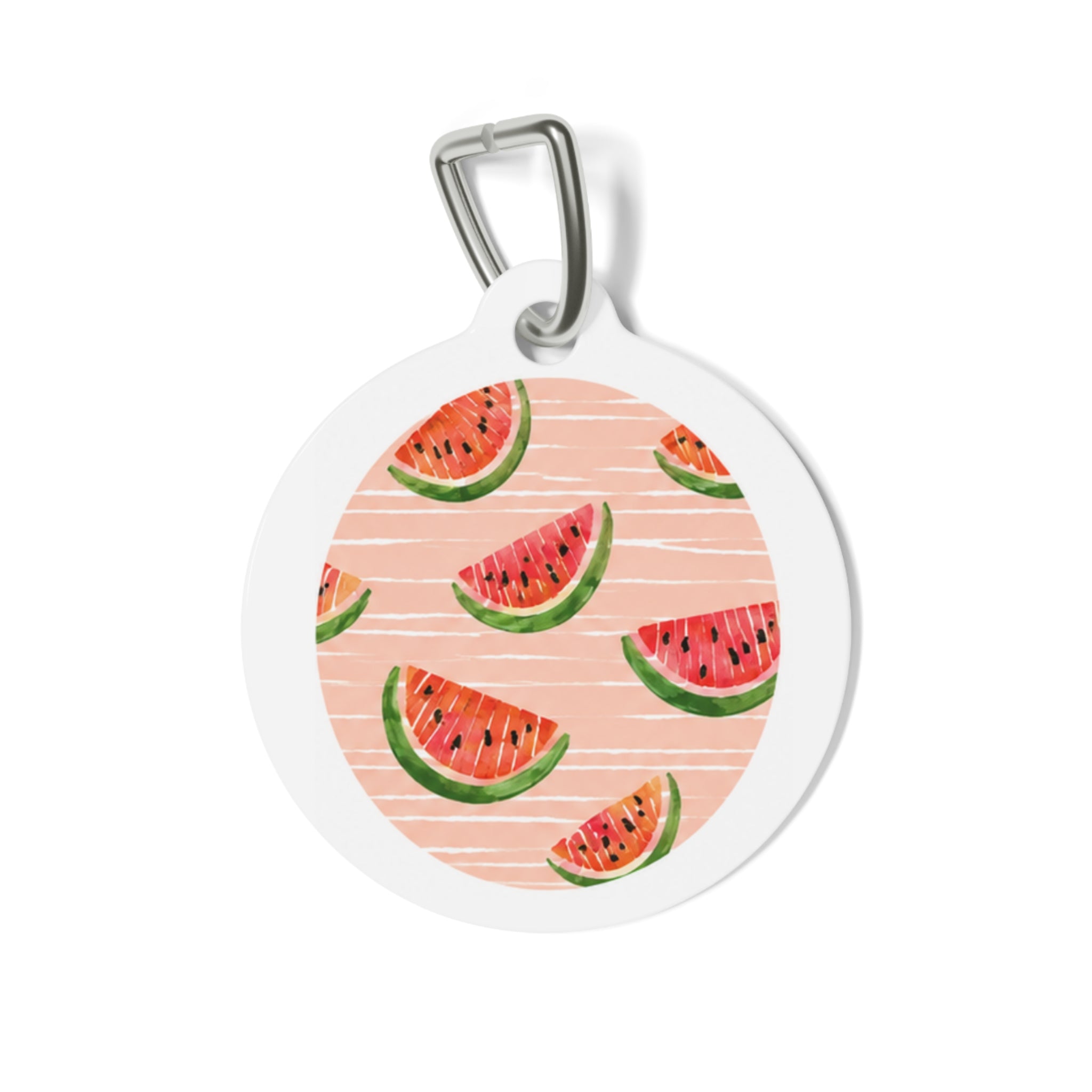 Watercolor Watermelon Cheerful Fruit Pattern Personalized Dog ID Tag