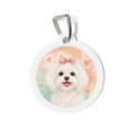 Placa de identificación personalizada para perro "Melocotón maltés y corazones" de acuarela