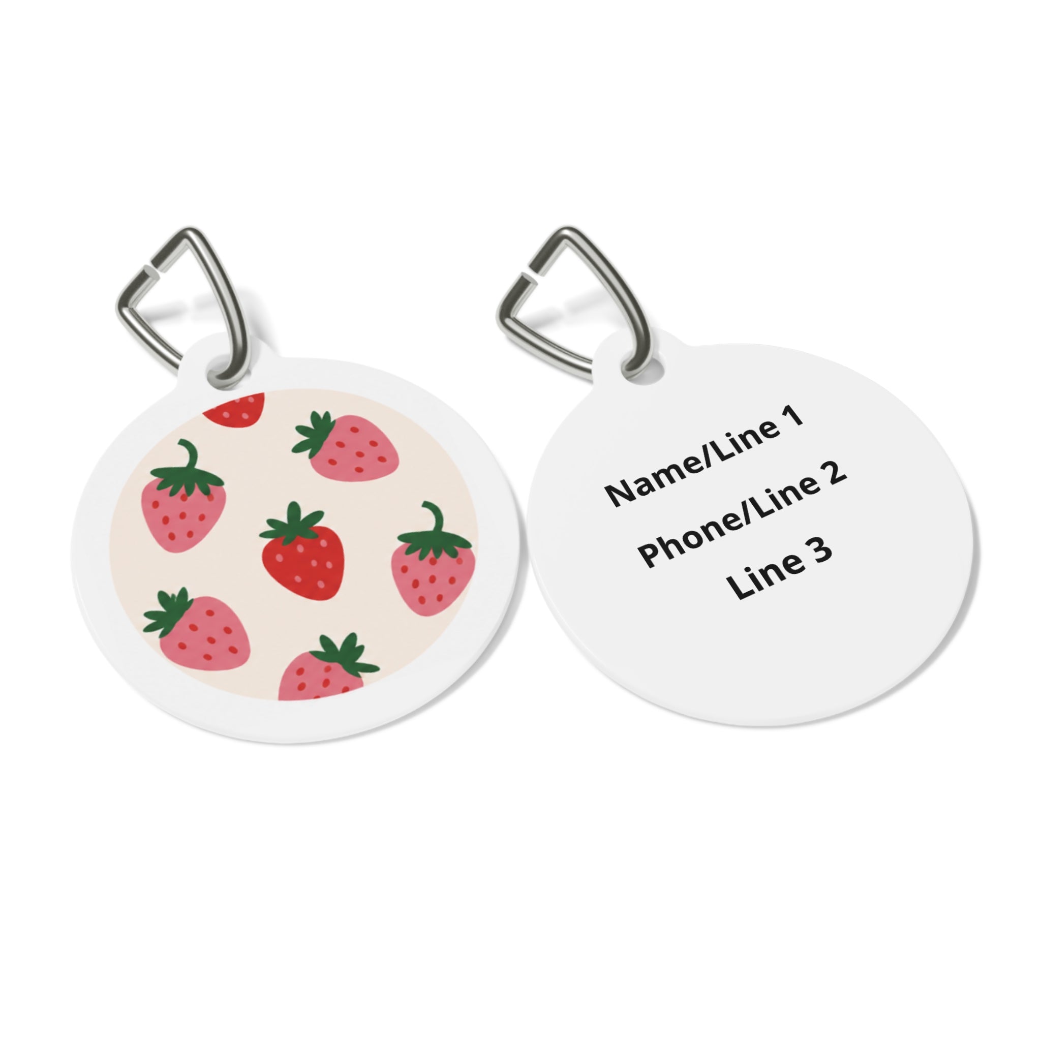Strawberry Picnic Cheerful Fruit Pattern Personalized Dog ID Tag